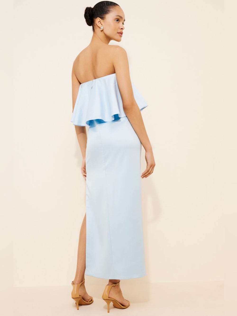 BHLDN Strapless Ruffle Top Dress in Pale Blue - Picture 3 of 4